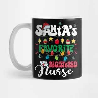 Santa's Favorite Registered Nurse Santa Hat Xmas Lights Christmas Mug